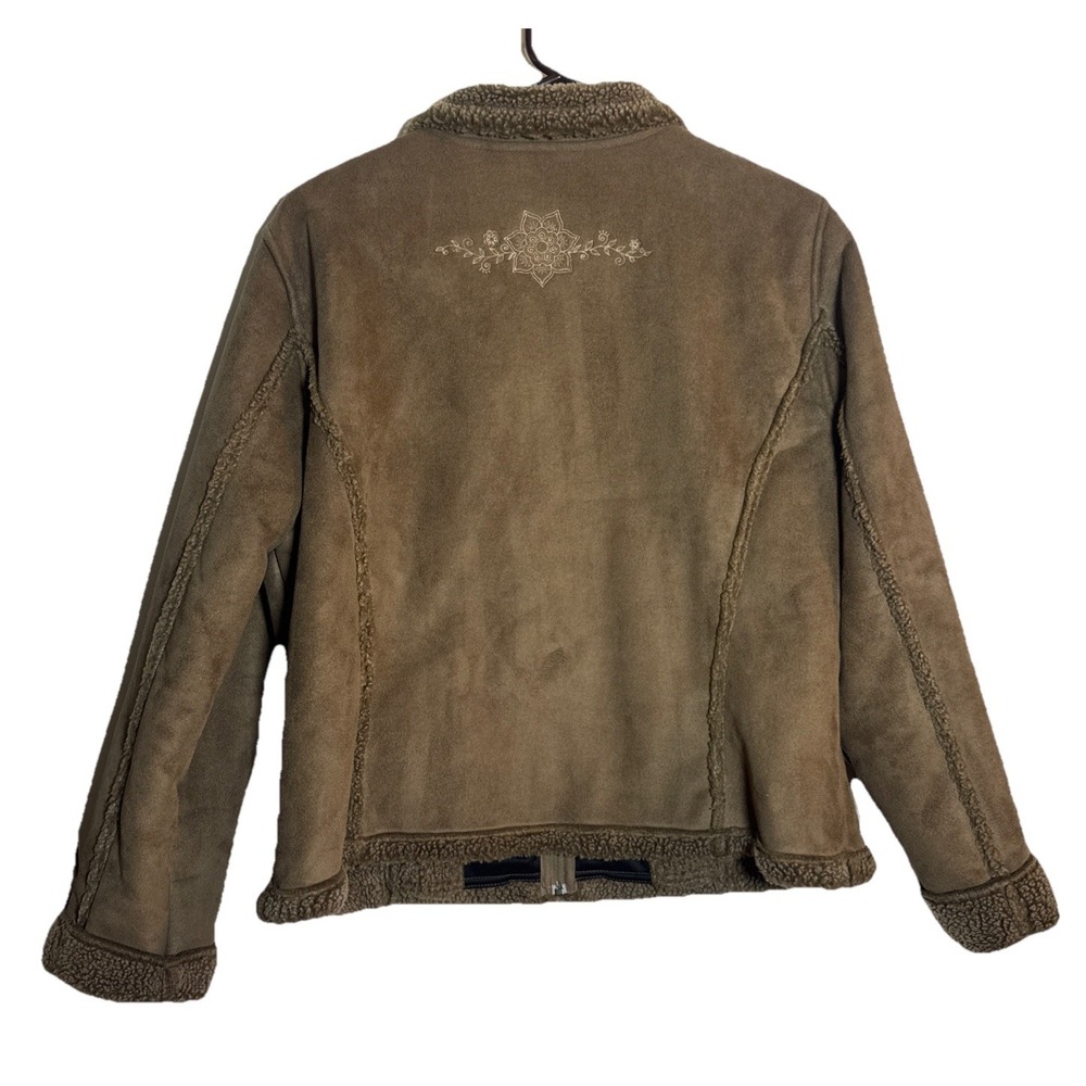 Vintage L.L. Bean Women's XL‎ Sherpa Lined Faux Suede Fleece Jacket Coat Brown - Picture 8 of 9